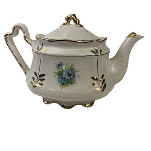 Arthur Wood England Teapot Blue Floral Porcelain Gilded Vintage Tea Pot